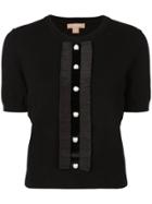 Michael Kors Collection Button Front Knit Top - Black