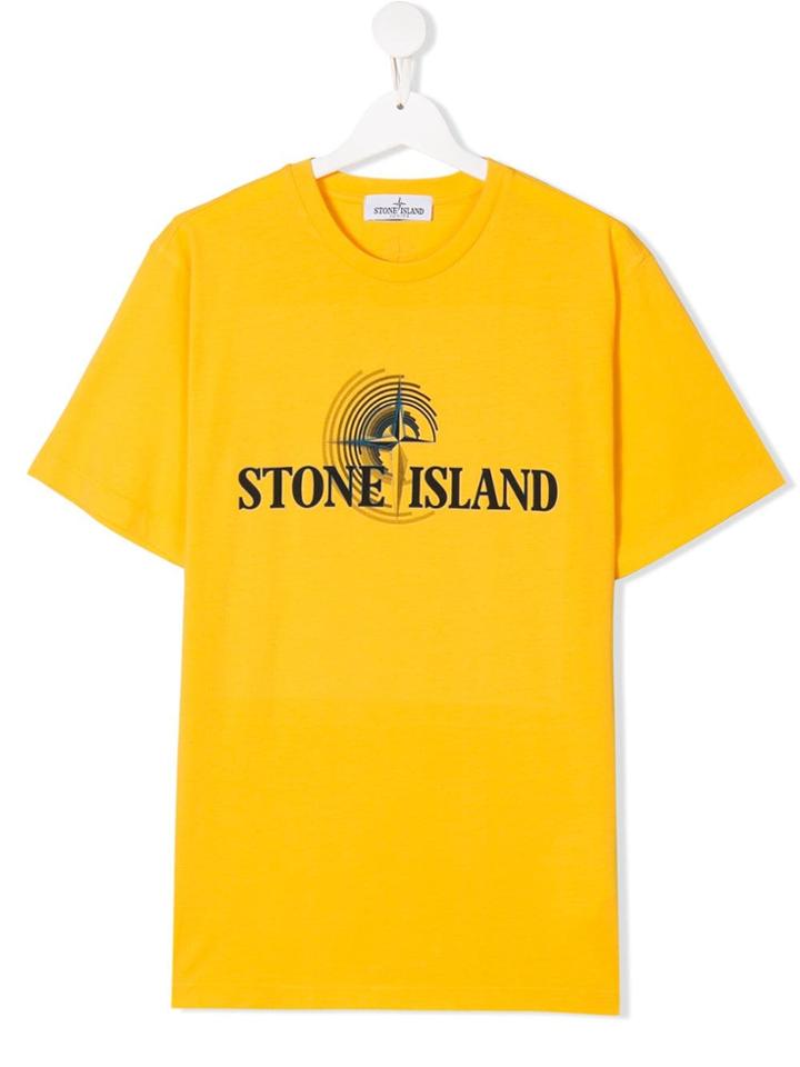 Stone Island Junior Teen Logo Print T-shirt - Yellow