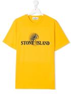 Stone Island Junior Teen Logo Print T-shirt - Yellow