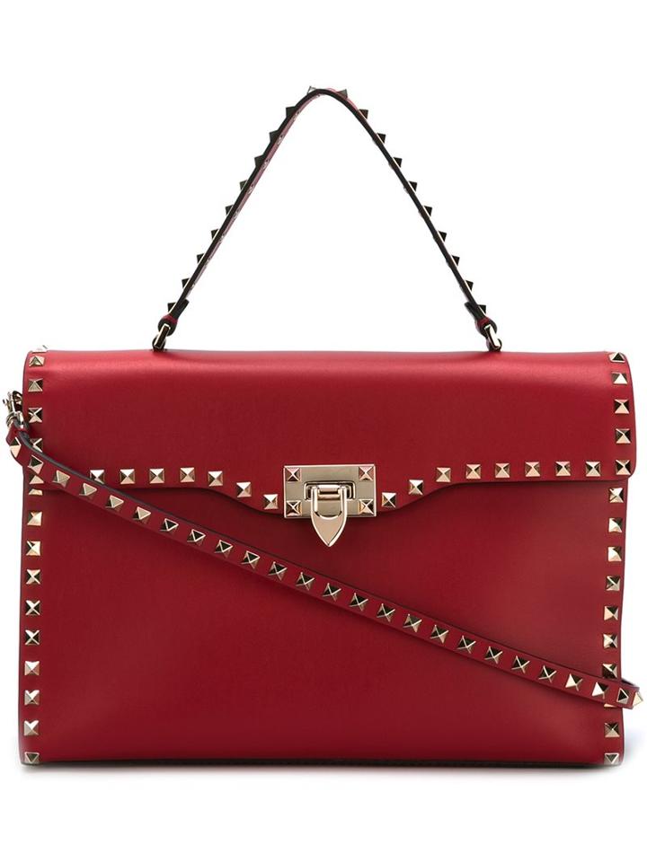 Valentino 'rockstud' Rectangular Shoulder Bag, Women's, Red