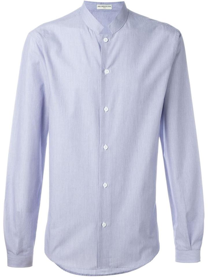 Melindagloss Officer Collar Shirt, Men's, Size: 40, Blue, Cotton