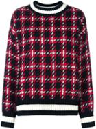 Moncler Houndstooth Pattern Jumper, Women's, Size: Medium, Red, Virgin Wool