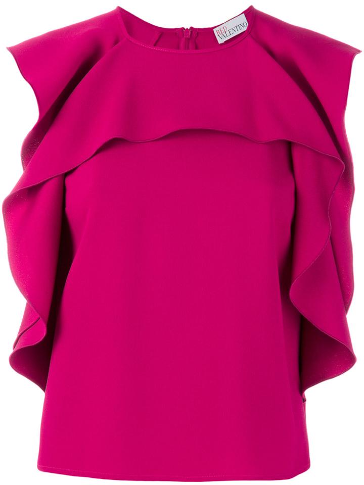 Red Valentino Sleeveless Ruffled Top - Pink & Purple