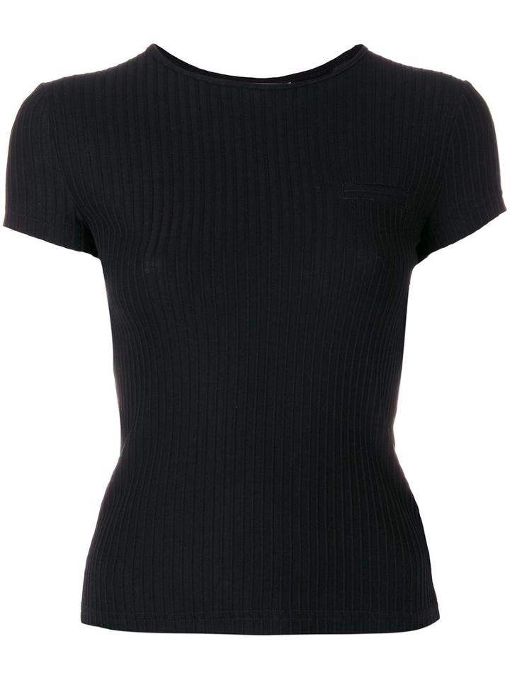 Helmut Lang - Ribbed T-shirt - Women - Cotton - M, Black, Cotton