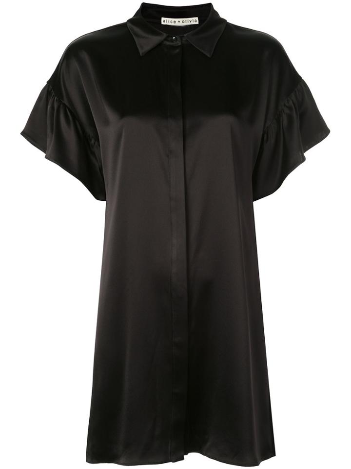 Alice+olivia Jude Ruffled-sleeves Shirt Dress - Black