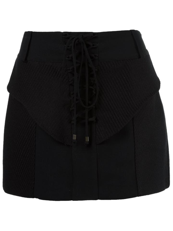 Andrea Bogosian Lace-up Skirt, Women's, Size: P, Black, Cotton/viscose