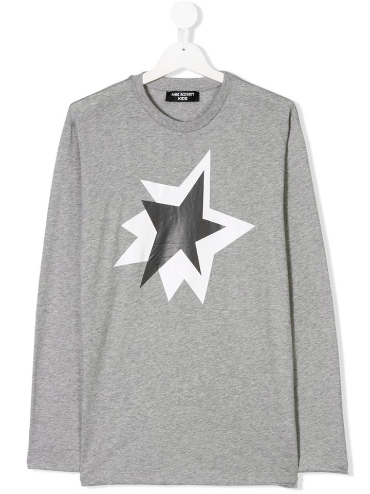 Neil Barrett Kids Teen Graphic Star Print Top - Grey