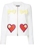 Boutique Moschino Embroidered Hearts Bow Applique Jacket - White