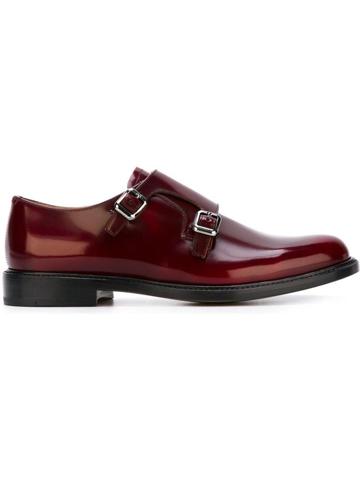 Church S Monk Strap Shoes, Women's, Size: 38.5, Red, Calf Leather/leather
