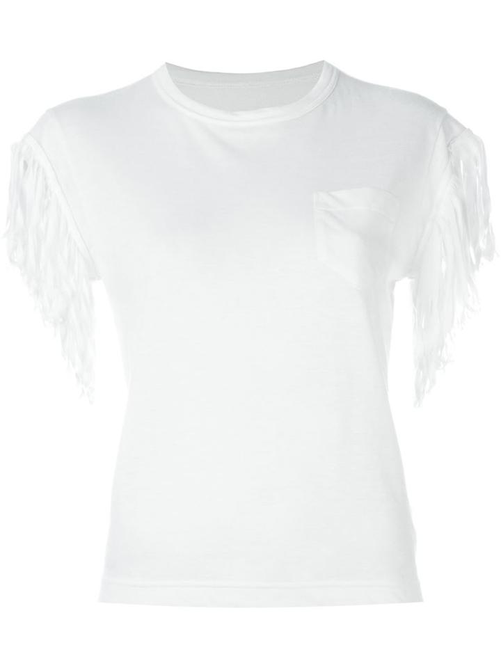 Sacai Fringed T-shirt, Women's, Size: 1, White, Linen/flax/polyester