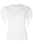 Sacai Fringed T-shirt, Women's, Size: 1, White, Linen/flax/polyester