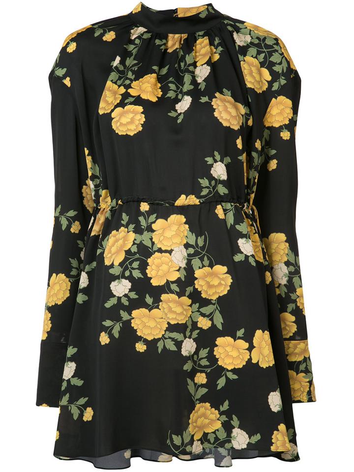 Magda Butrym Floral Print Dress, Women's, Size: 38, Black, Silk
