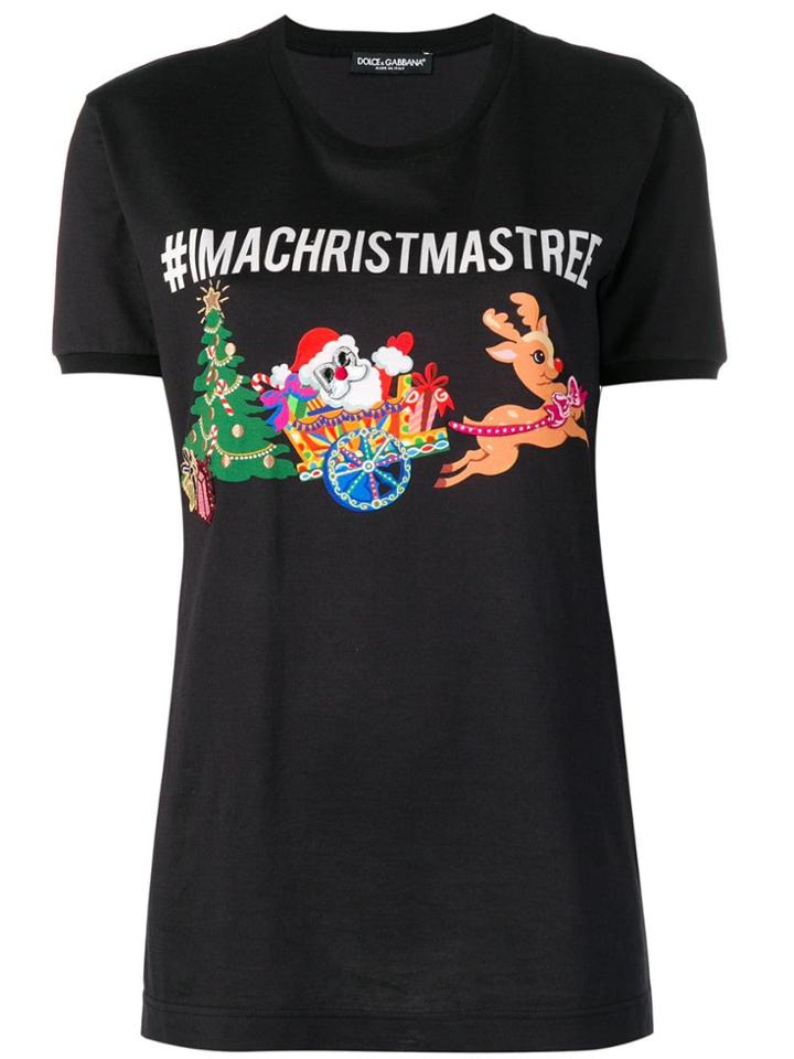Dolce & Gabbana #imacristmastree Print T-shirt - Black