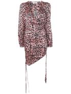 Laneus Leopard Print Gathered Mini Dress - Pink