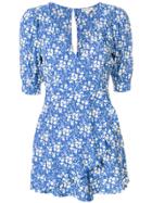 For Love And Lemons Floral Print Playsuit - Blue
