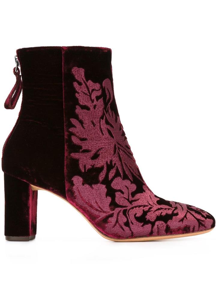 Alexandre Birman Velvet Ankle Boots - Red