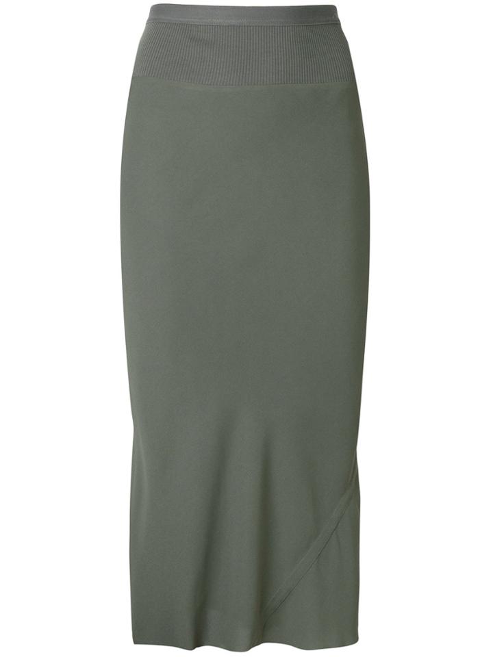 Rick Owens Ribbed Panel Pencil Skirt - Green