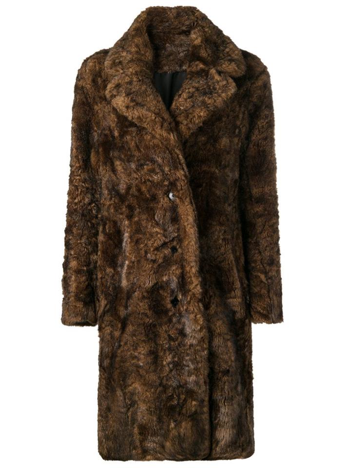 Paco Rabanne Faux Fur Coat - Brown