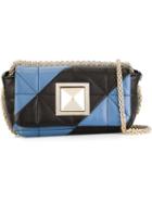 Sonia Rykiel Mini Striped Quilted Cross Body Bag, Women's, Black, Calf Leather