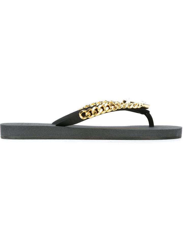 Giuseppe Zanotti Design Chain Trim Flip Flops