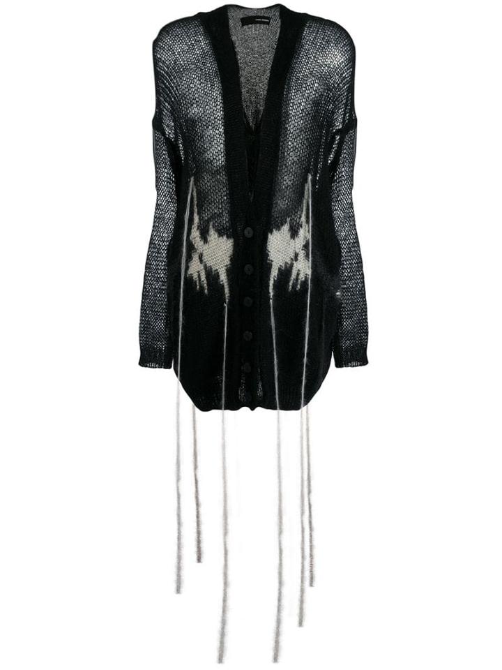 Isabel Benenato Distressed Style Cardigan - Black