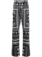 Versace Bandana Print Wide-leg Jeans - Black