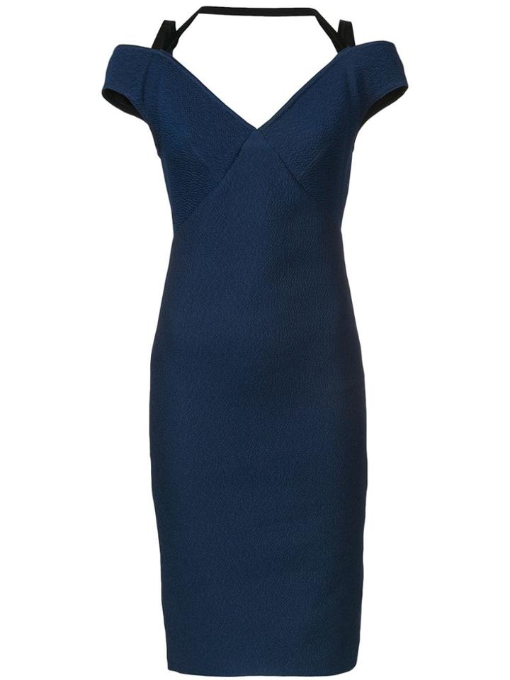 Yigal Azrouel Cross Back Off Shoulder Dress - Blue