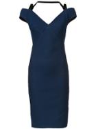 Yigal Azrouel Cross Back Off Shoulder Dress - Blue