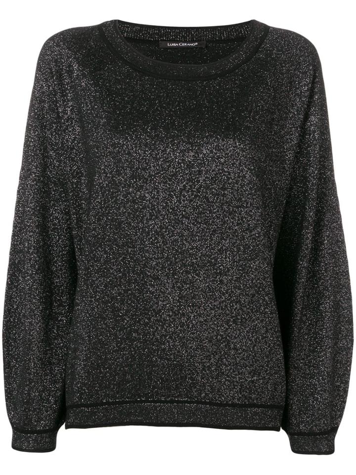 Luisa Cerano Crew Neck Metallic Jumper - Black