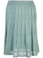 M Missoni Pleated Chevron-knit Skirt - Blue