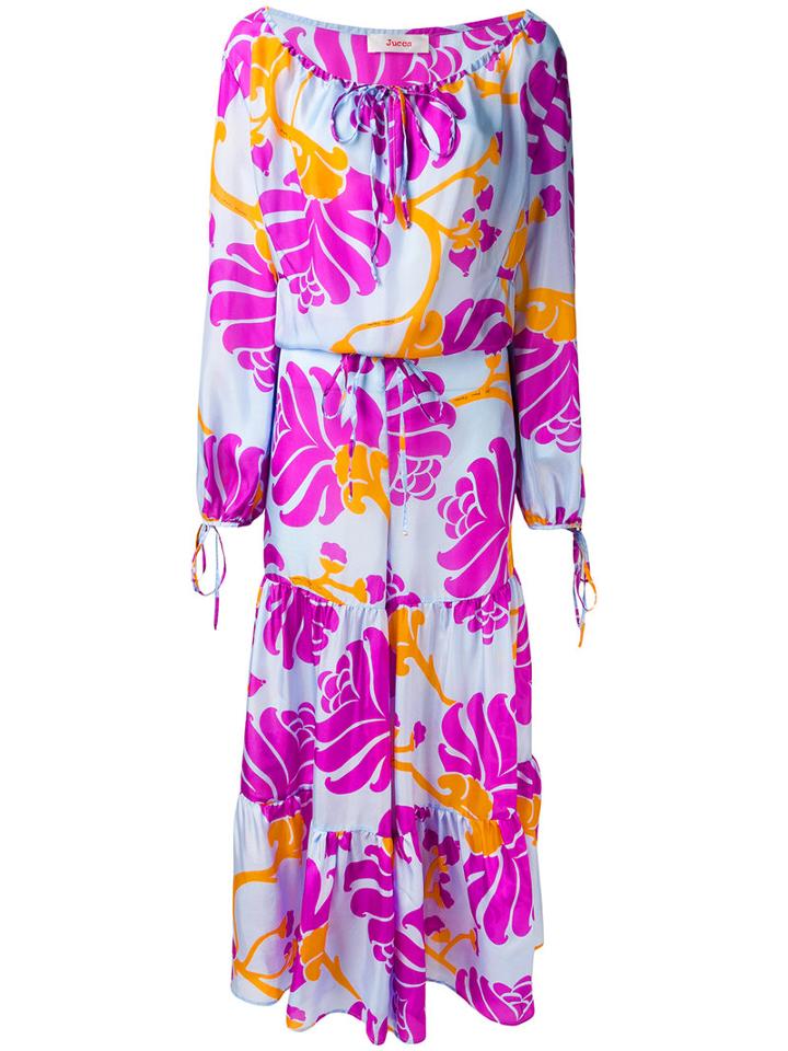 Jucca - Abstract Print Drawstring Dress - Women - Silk - 40, Blue, Silk