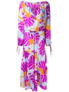 Jucca - Abstract Print Drawstring Dress - Women - Silk - 40, Blue, Silk