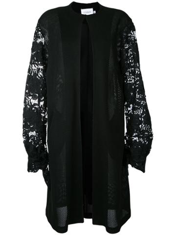 Co-mun - Lace Sleeve Coat - Women - Cotton/polyester - 44, Black, Cotton/polyester