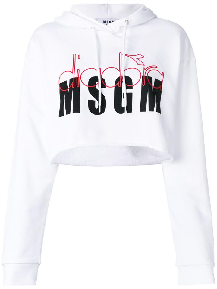 Msgm Branded Hoodie - White