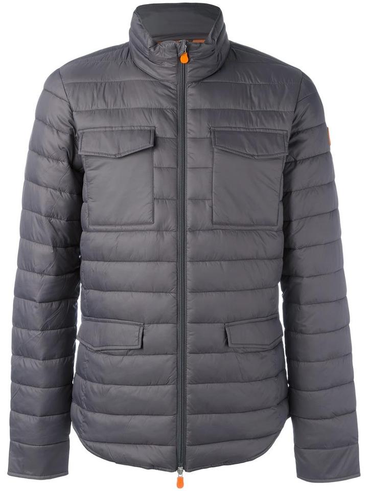 Save The Duck Flap Pocket Padded Jacket, Men's, Size: Large, Grey, Nylon/polyester