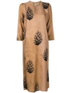 Uma Wang Embroidered Wrap Midi Dress - Brown