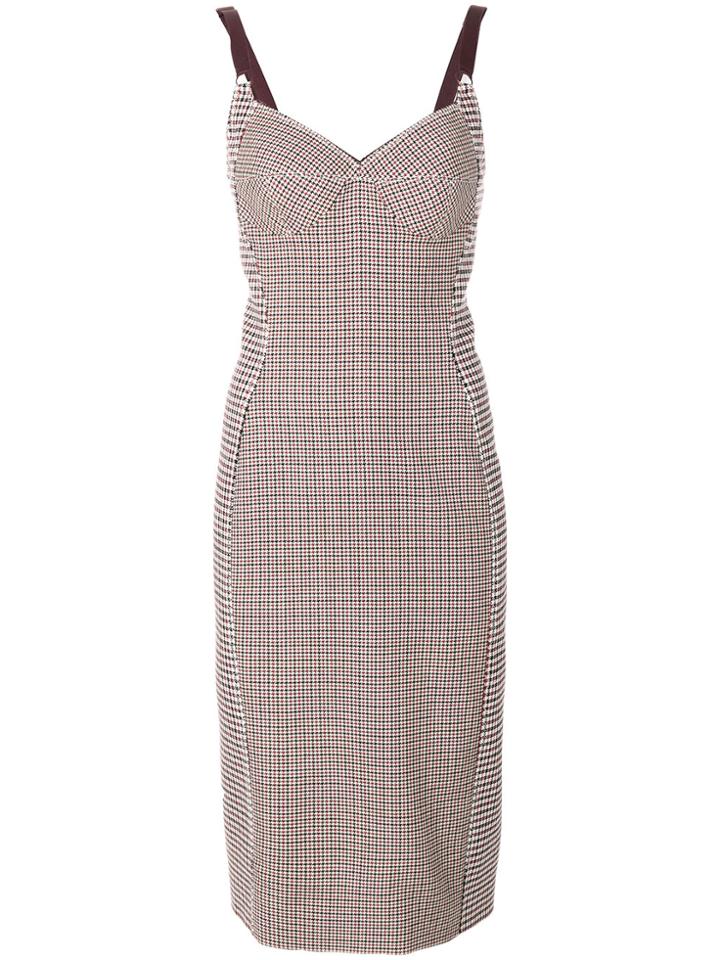 Stella Mccartney Panelled Check And Houndstooth Dress - Red