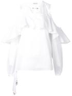 Each X Other Ruffled Cold Shoulder Blouse - White