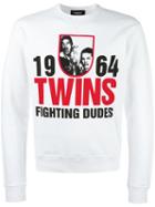 Dsquared2 1964 Twins Printed Sweatshirt, Men's, Size: Large, White, Cotton