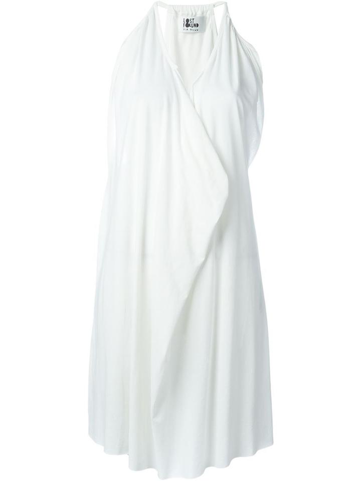 Lost & Found Ria Dunn Halterneck Draped Top, Women's, Size: Medium, White, Cotton