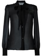Saint Laurent Pussybow Long Sleeve Shirt - Black