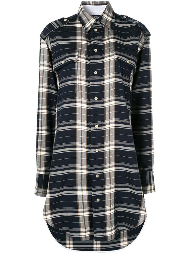 Bassike Plaid Utility Shirt Dress - Blue