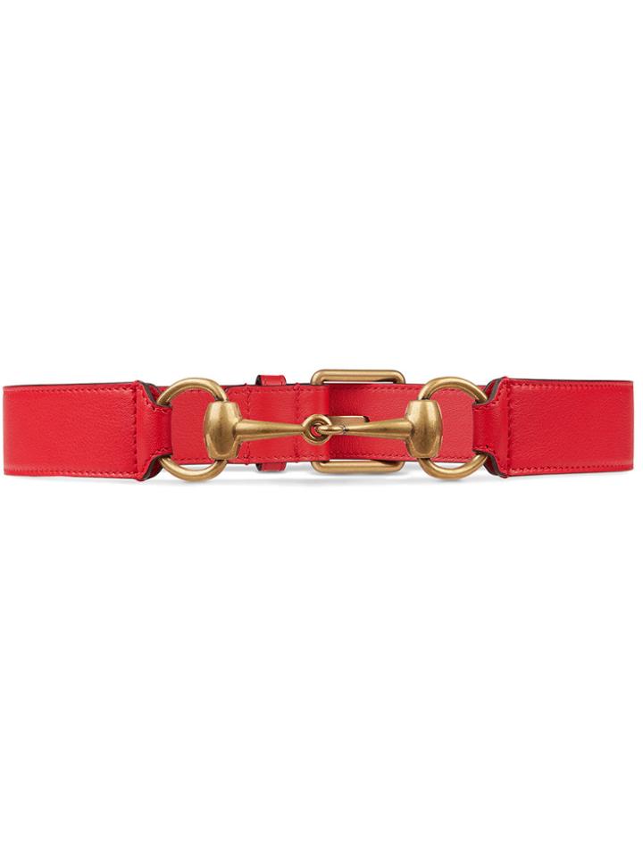 Gucci Leather Belt With Horsebit - Red