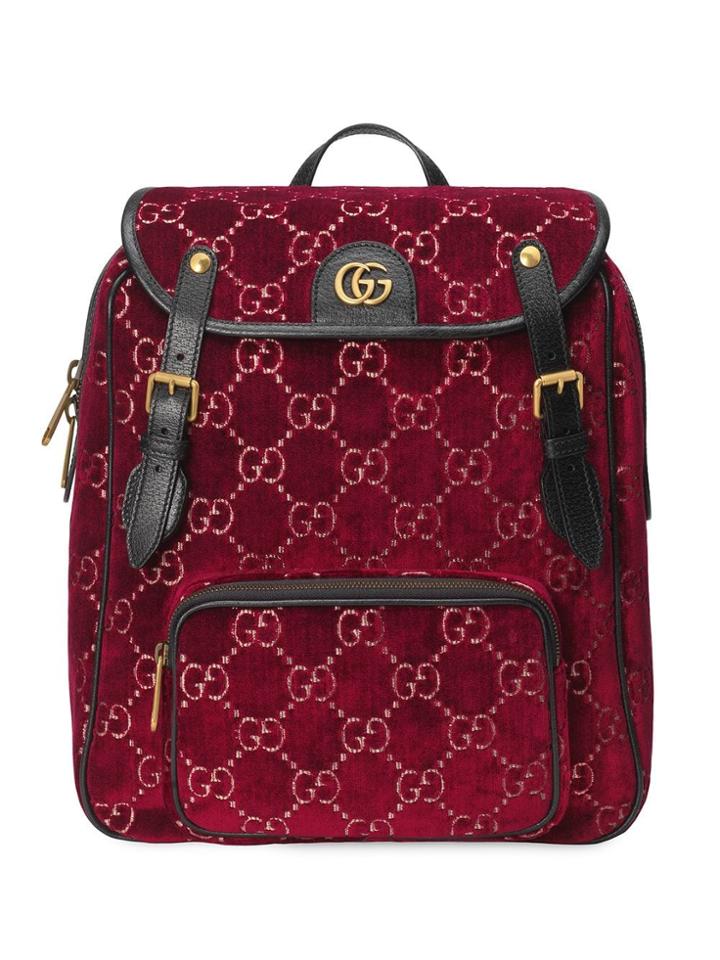Gucci Small Gg Velvet Backpack - Red