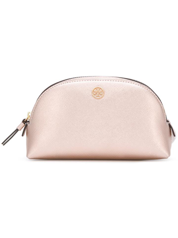 Tory Burch Robinson Metallic Small Makeup Bag - Pink & Purple