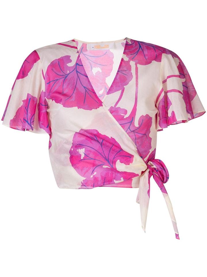 Dvf Diane Von Furstenberg Floral Wrap Blouse - Neutrals