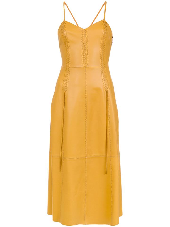 Nk Leather Midi Dress - Yellow & Orange