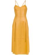 Nk Leather Midi Dress - Yellow & Orange