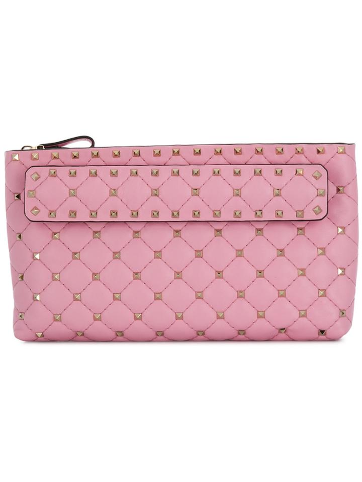 Valentino Rockstud Quilted Clutch - Pink & Purple