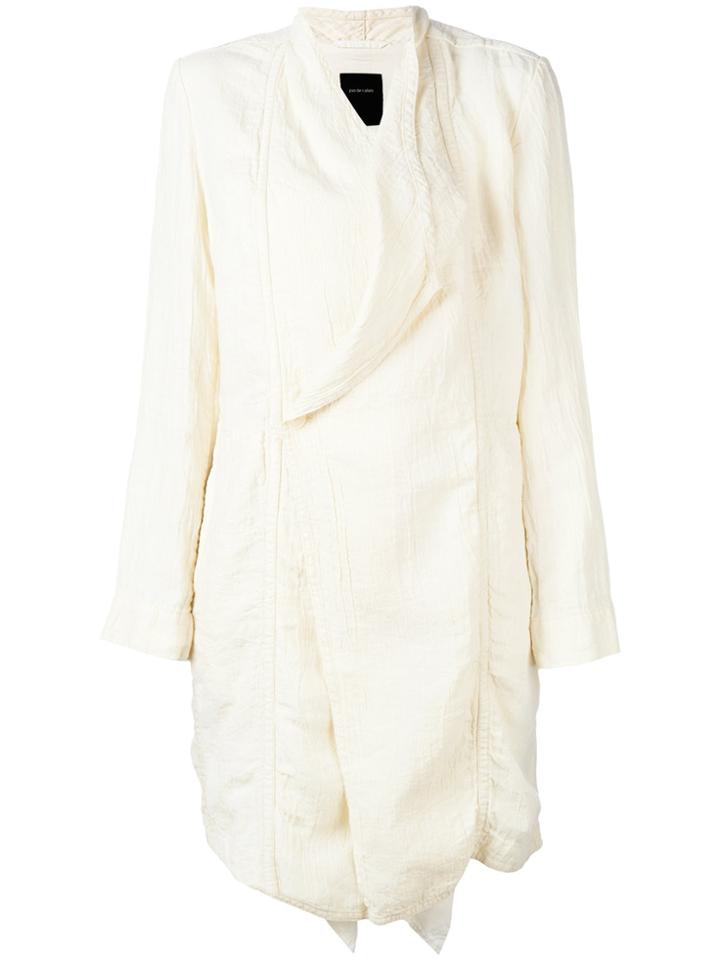 Pas De Calais Draped Front Midi Coat - White